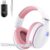 2.4GHz Wireless Gaming Headset for PS5, PS4 Fortnite & FPS Gamers, PC, Nintendo Switch, Bluetooth 5.3 Gaming Headphones with Noise Canceling Mic, Stereo Sound, 40+Hr Battery (Pink)