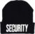 NC Men’s Security Black with White Yellow Letters Long Knitted Cuffed Beanie Folded Embroidered Beanie Skull Watch Cap Hat (White Color)