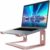 SOUNDANCE Laptop Stand, Aluminum Computer Riser, Ergonomic Laptops Elevator for Desk, Metal Holder Compatible with 10 to 15.6 Inches Notebook Computer, Gold Pink