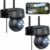 Security Camera Outdoor, 2 Pack Home Security Camera with Color Night Vision, Motion Detection and Alarm, 2-Way Talk, IP66 Waterproof, 360°Viewing, SD Card & Cloud Service, Black