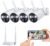 Camcamp Wireless Home Security Camera System 2K, Includes Base Station & 4 Battery-Powered Cameras, Color Night Vision, Motion Detection, 2-Way Audio, Remote App Access, IP66 Waterproof, in White