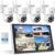 Security Camera NVR System 4Pcs 2K Spotlight Color Night Vision WiFi Waterproof Security Surveillance Cameras with Pre-Installed 1TB Hard Drive and Two-Way Audio,4 Channel NVR DC Power (Blue)