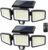 Tuffenough Solar Outdoor Lights 2500LM 210 LED Security Lights with Remote Control,3 Heads Motion Sensor Lights, IP65 Waterproof,270° Wide Angle Flood Wall Lights with 3 Modes(2 Packs)