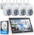 【LCD Screen+2-Way Audio】CAMCAMP Home Security Camera System with 10.1″LCD Monitor, 4Pcs 2K Outdoor WiFi PTZ Wireless Security Dual Lens Cameras, 10CH Expandable NVR,Color Night Vision,Motion Tracking