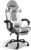 White Gaming Chair with Footrest, Big and Tall Gamer Chair, Racing Style Adjustable Swivel Office Chair, Ergonomic Video Game Chairs with Headrest and Lumbar Support