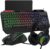 AULA Gaming Keyboard Mouse Headset and Mousepad Combo, Rainbow LED Backlit Gaming Keyboard Mouse Set, USB Wired Bundle for PC Computer Laptop Gamer