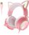 Cat Ear Headset, Pink Gaming Headset with Retractable Mic, 7.1 Surround Sound, RGB Lighting, Wired Headset for PC, PS4, PS5