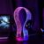 Gifts for Gamers and Music Lovers, Light Up Headphone Stand, Walnut Wood Headset Holder with Blue Pink LED Night Light, Ideal Desk Accessory