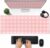 Pink Minimalist Gingham Floral Desk Mat Gaming Mouse Pad Large Cute Pastel Desk Pad Deskmat Kawaii, Women Office Desk Cover Mat, Laptop Computer Keyboard Mat Mousepad Desk Accessories 31.5″x11.8″