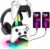 RGB Gaming Controller Holder, Headphone Stand With 2 USB Charging and 1 Type-C, Controller Stand with 10 Light Mode and Memory Feature, Universal Headset Stand Accessories for Desk Gamers