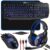 Ritz Gear Gaming Accessories Kit (Blue) | 4-in-1 LED Backlight Bundle PC Combo with Multimedia Keyboard, Optical Mouse, Mouse Pad & Headset with Adapter | for Windows 7+ Desktop, Laptop, Xbox & PS4