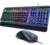 Wired Gaming Keyboard and Mouse Combo, 104 Keys All-Metal Panel Rainbow Computer Keyboard with Multimedia Keys Wrist Rest and LED Backlit Gaming Mouse 4200 DPI for Windows PC Gamers (Black)