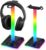 Xergur Gaming Headphone Stand PC Accessories, RGB Headset Stand with 2 USB Charger, Cool LED Headphone Holder PC Gaming Accessories Gift for Boys Men Gamers, Computer Game Hardware for Desk